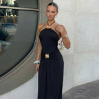 Damen Elegantes Maxikleid mit trendigem Halterdesign und tailliertem Schnitt R&B