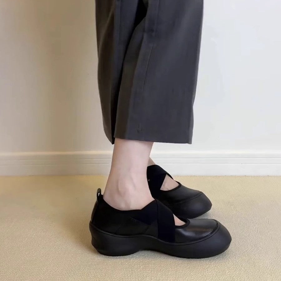 Damen bequeme und stilvolle Ballerina-Schuhe mit elastischem Riemchen R&B