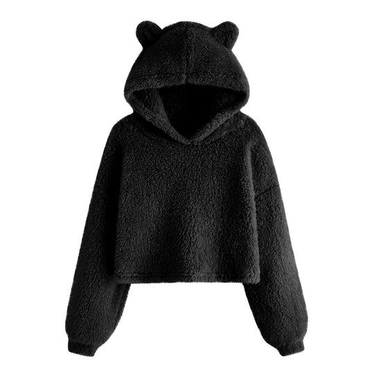 Damen Kuscheliger Fleece Hoodie mit Bärenohren R&B