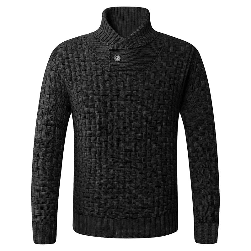 Herren Strickpullover mit modernem Zopfmuster und Stehkragen R&B
