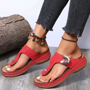 Damen Komfortable Zehentrenner-Sandalen mit anatomischem Fußbett und modischem Riemendesign R&B