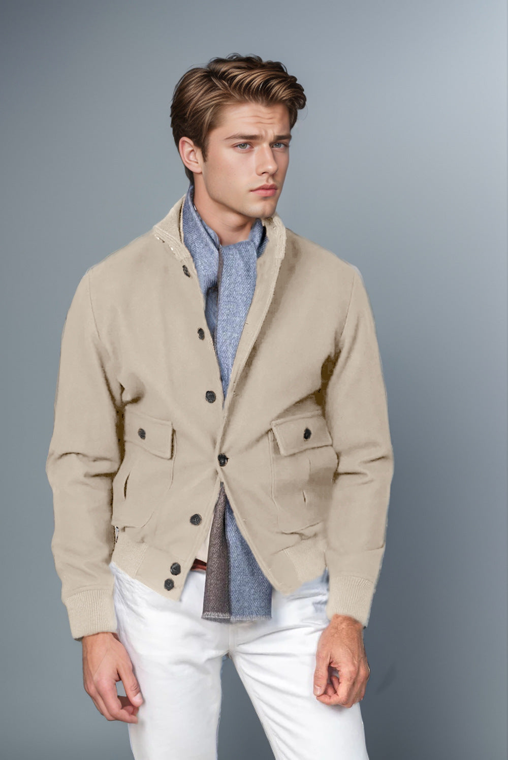 Herren lässige Jacke mit praktischen Taschen und elastischem Bund R&B