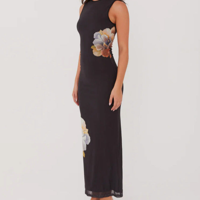 Damen Elegantes langes Kleid mit floralem Muster und figurbetontem Schnitt R&B