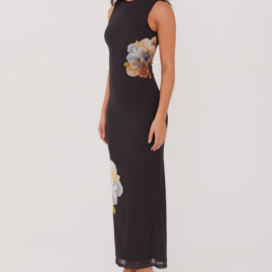 Damen Elegantes langes Kleid mit floralem Muster und figurbetontem Schnitt R&B