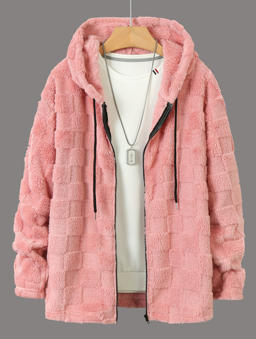 Damen Flauschige Fleecejacke mit Kapuze R&B