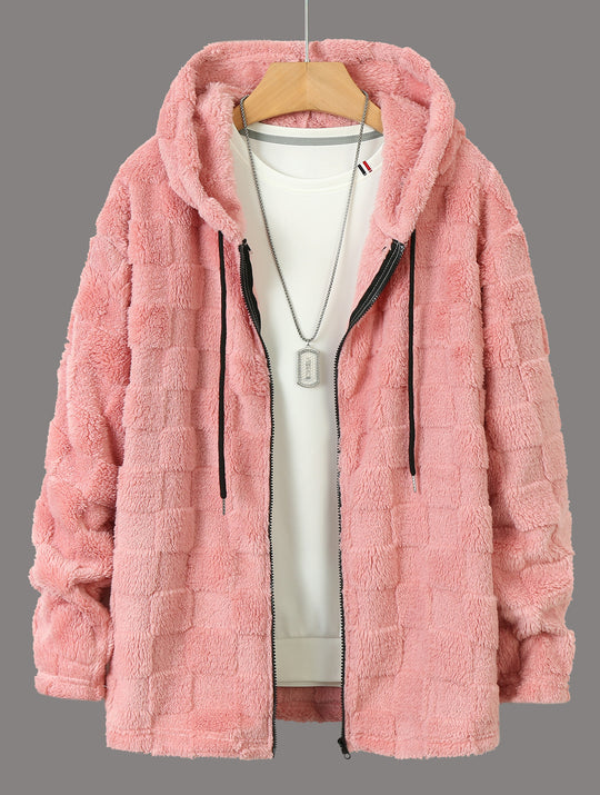 Damen Flauschige Fleecejacke mit Kapuze R&B