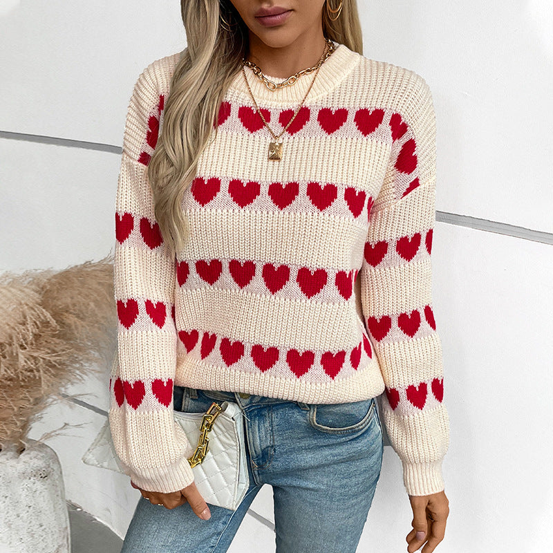 Damen kuscheliger Pullover mit Herzchenmuster R&B