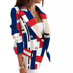 Damen Modischer Blazer mit ZR&Bra-Muster und doppelter Knopfleiste R&B