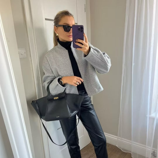 Damen lässige Bomberjacke mit praktischen Taschen und modernem Schnitt R&B