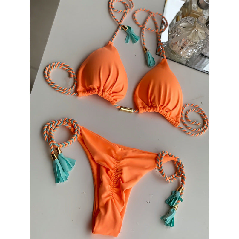 Damen Triangel-Bikini mit verspieltem Trockenband und eleganten Details R&B