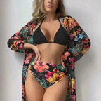 Damen Hochtaillierte Bikini-Set mit floralem Design R&B