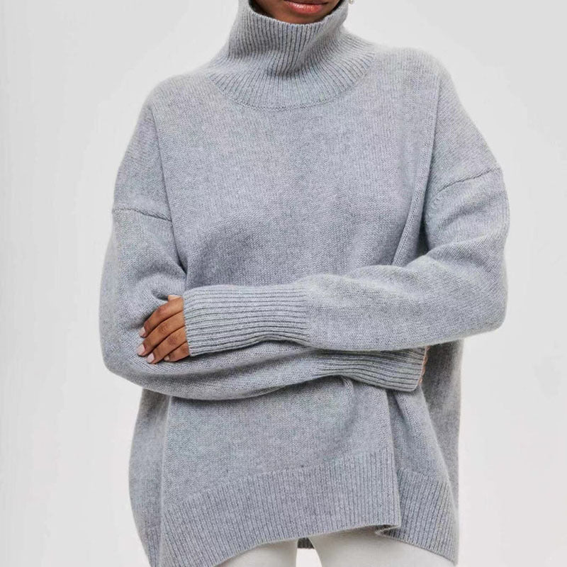 Damen gemütlicher Rollkragenpullover mit Oversized-Schnitt und strukturiertem Material R&B
