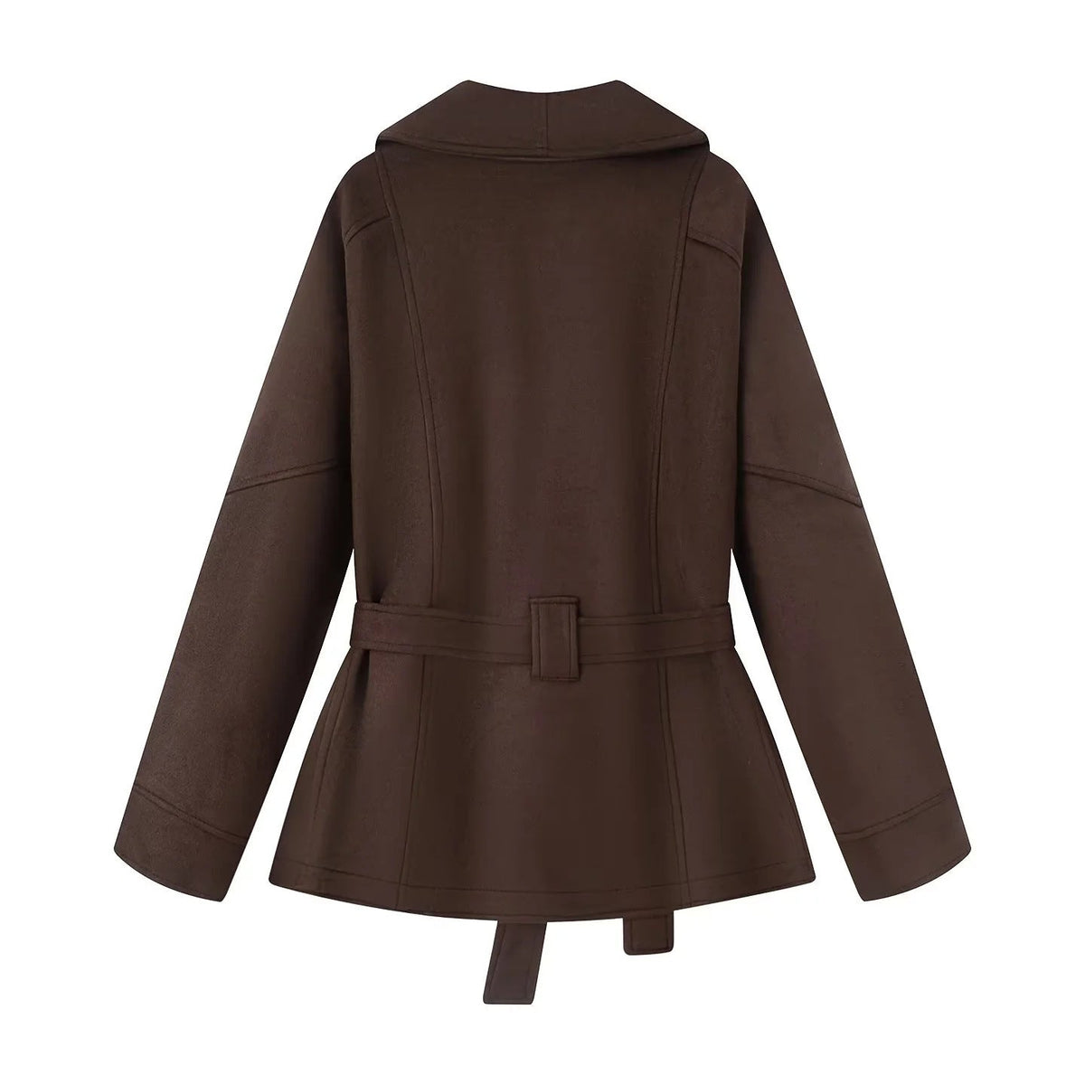 Damen elegante Übergangsjacke mit Bindegürtel und schmeichelndem Revers R&B