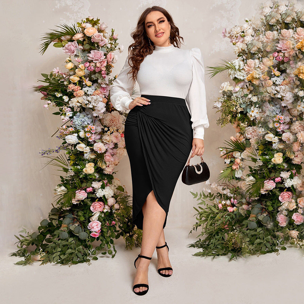 Damen Bleistiftrock mit elegantem Wickeldesign und hohem Schlitz R&B
