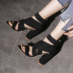 Damen Sandalen mit eleganten Riemen und Blockabsatz R&B