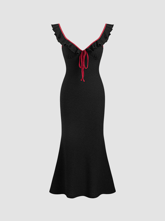 Damen Fließendes Maxikleid mit Rüschendetails R&B