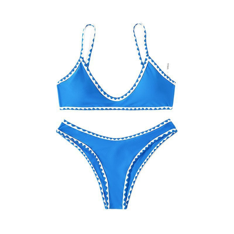 Damen Triangel-Bikini mit verspieltem Zickzack-Design R&B