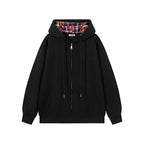 Damen Kapuzenjacke mit karierter Innenverkleidung und elegantem Reißverschluss