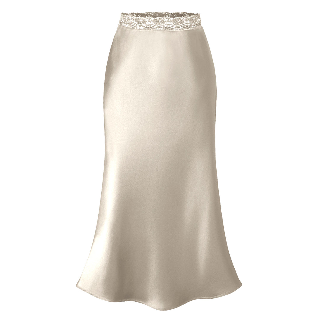 Damen eleganter Satin-Rock mit Spitzenbund R&B