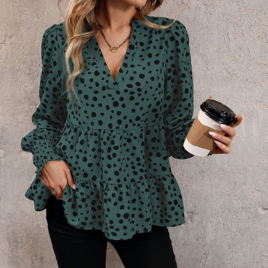 Damen Bluse mit voluminösen Puffärmeln und lässigem Volantdesign R&B