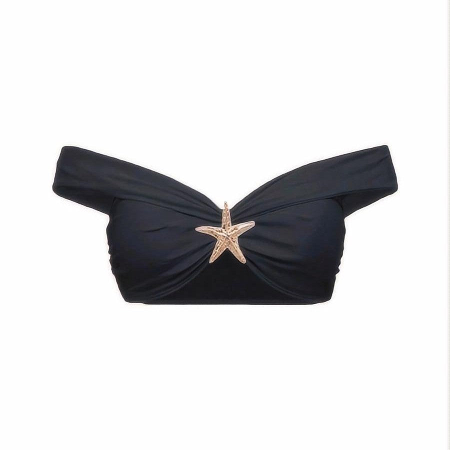 Damen Bikini-Set mit eleganter Wickelrock-Optik und modischem Stern-Applikation R&B