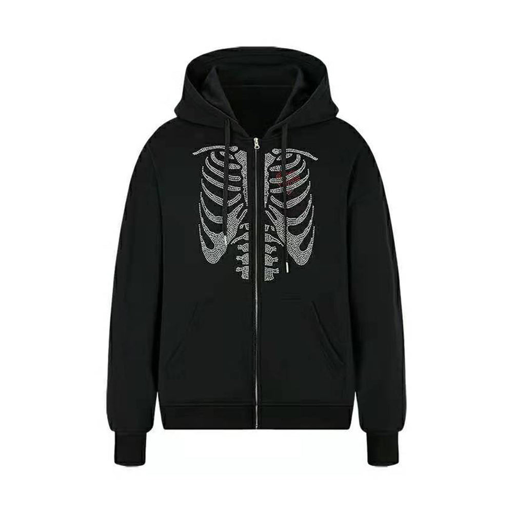 Damen Kapuzenpullover mit modernem Skelett-Print R&B