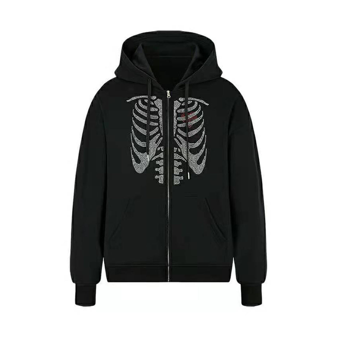 Damen Kapuzenpullover mit modernem Skelett-Print R&B