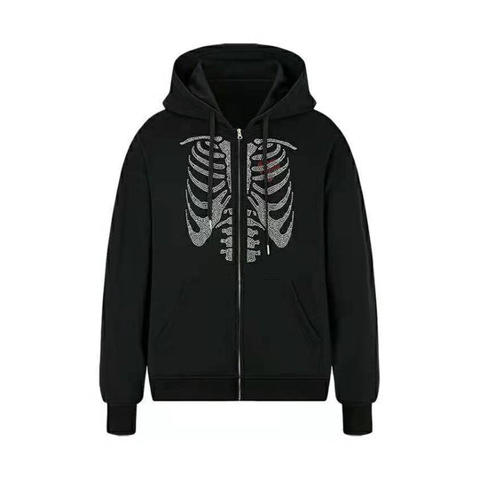 Damen Kapuzenpullover mit modernem Skelett-Print R&B