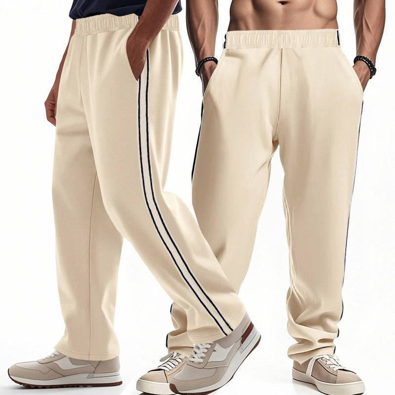 Herren nan lockere Sweat-Jogginghose mit elastischem Bund, seitlichen Doppelstreifen und weichem Baumwollmix R&B