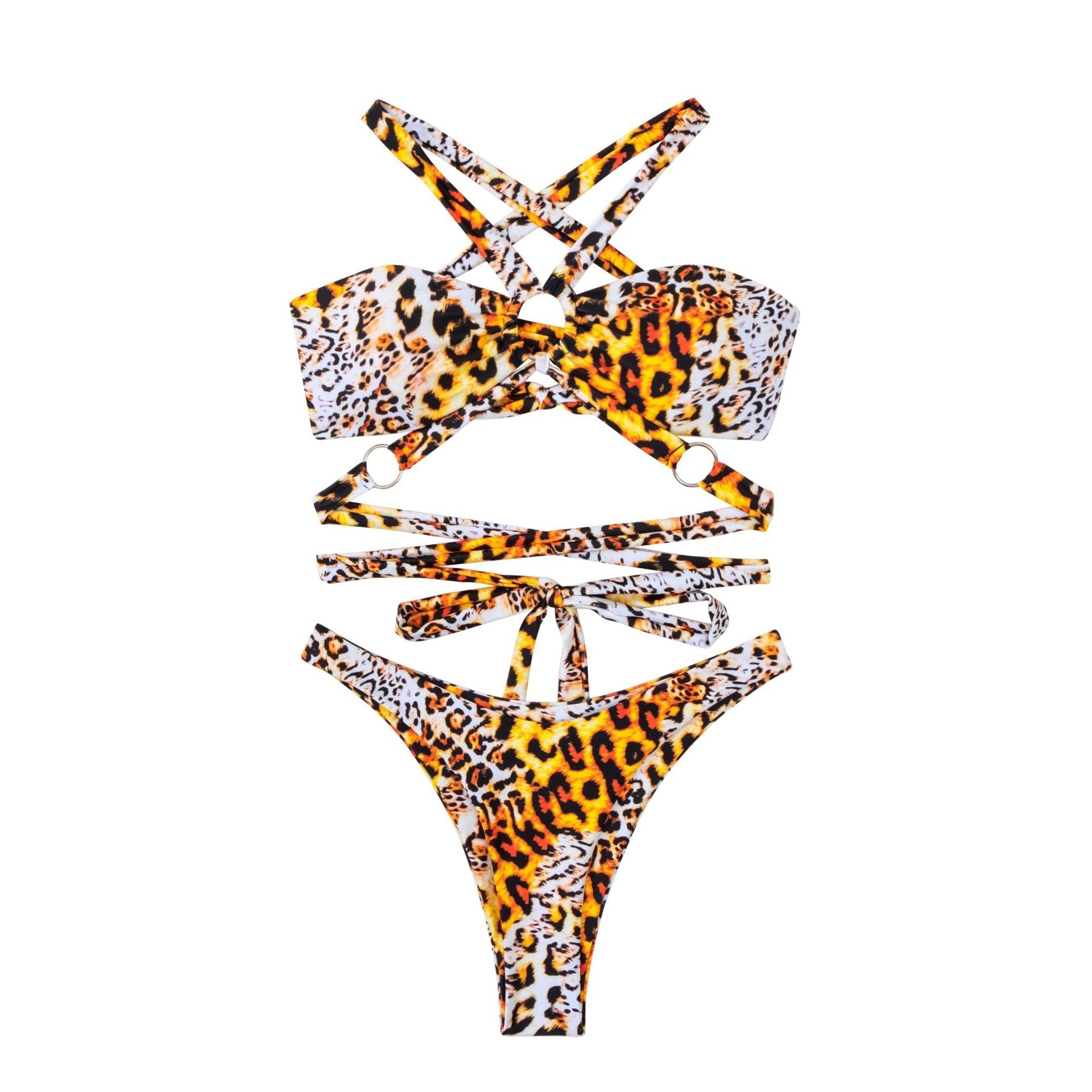 Damen Bandeau-Bikini mit modischem Schnitt und Ringdetails R&B
