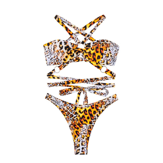 Damen Bandeau-Bikini mit modischem Schnitt und Ringdetails R&B