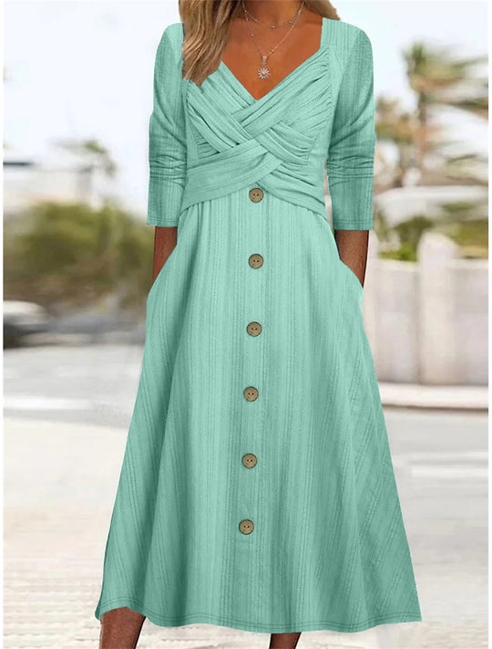 Damen Wickelmaxikleid mit gefalteter Oberteilgestaltung und praktischen Taschen R&B