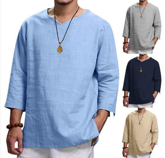 Herren Leichte Leinenbluse R&B