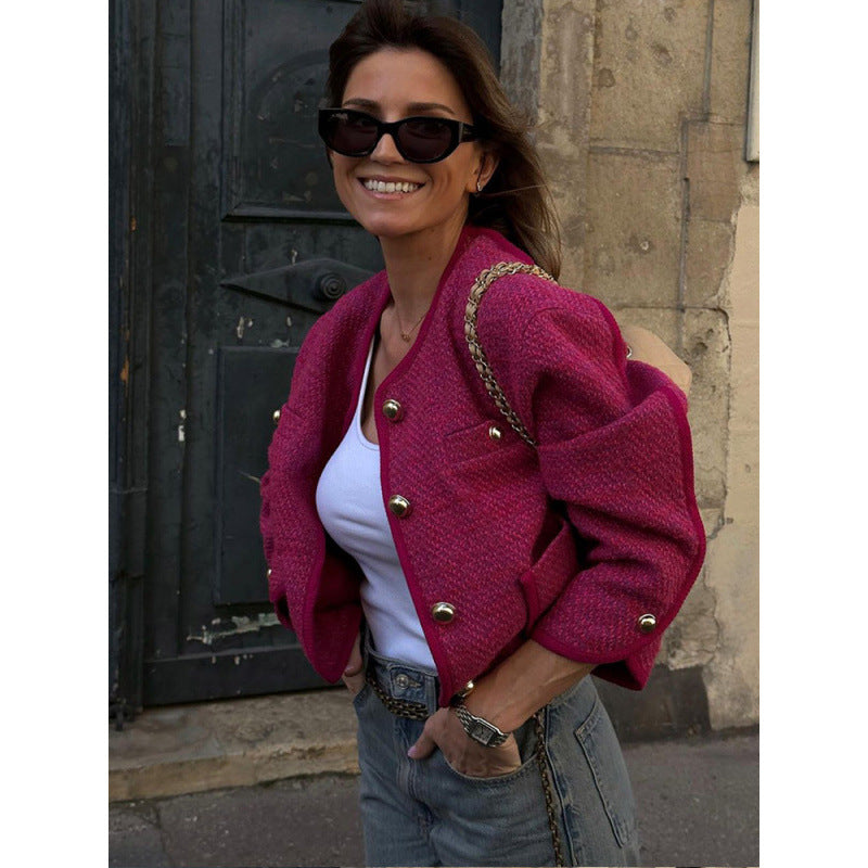 Damen Tweedjacke mit goldenen Knopfdetails R&B