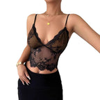 Damen Spitzen-Crop-Top mit verführerischen Details R&B