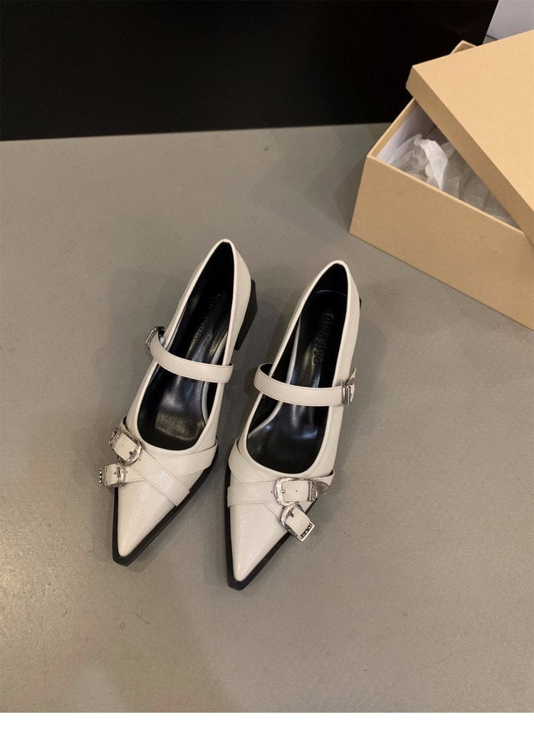 Damen elegante Mary Jane Pumps mit modischer Schnalle und bequemer Blockabsatz R&B