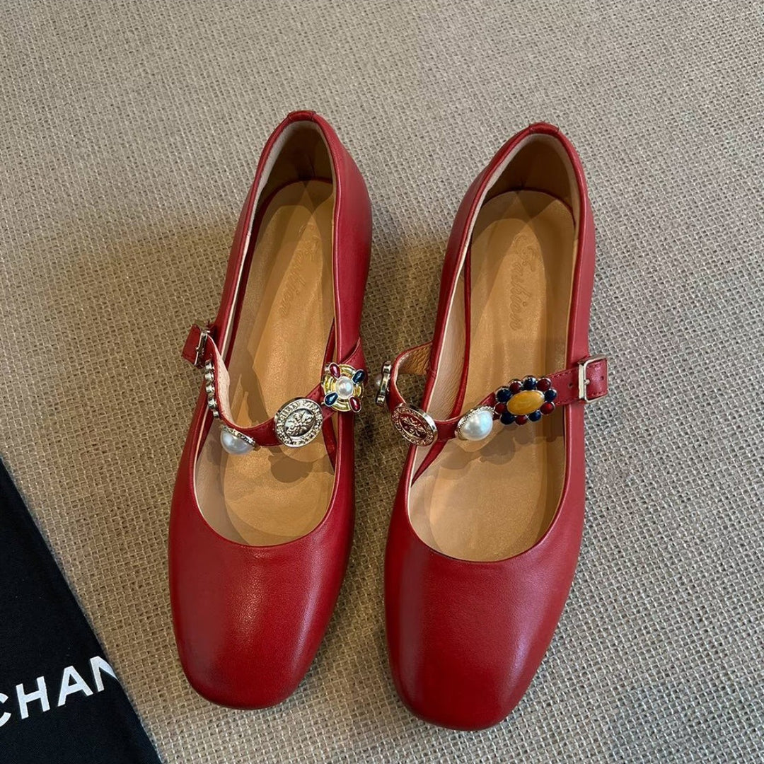 Damen Ballerina-Schuhe mit dekorativer Schnalle und elegantem Design R&B