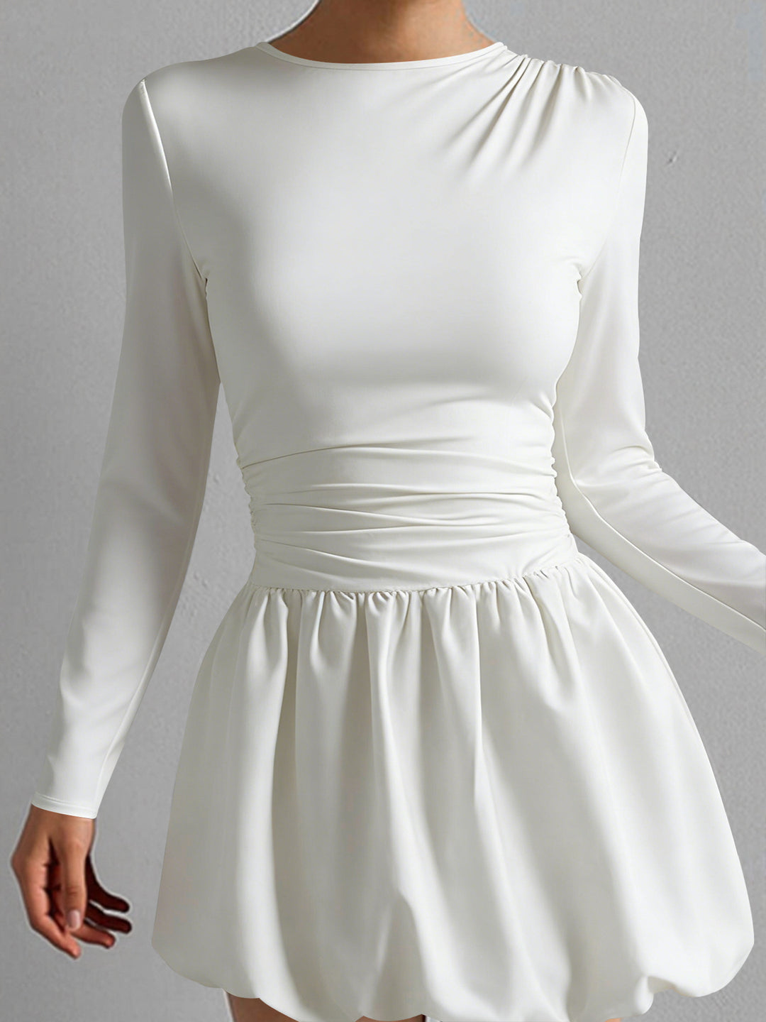 Damen Figurumspielendes Kleid mit langen Ärmeln und gerafftem Saum R&B