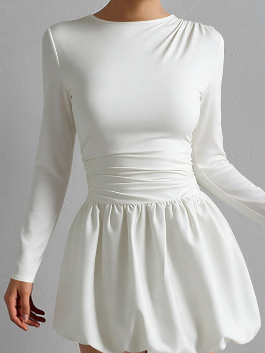 Damen Figurumspielendes Kleid mit langen Ärmeln und gerafftem Saum R&B