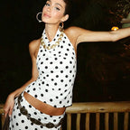 Damen Polka Dots Maxikleid Set R&B