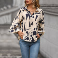 Damen Bluse mit modernem grafischen Design und V-Ausschnitt R&B