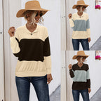 Damen lässiger Pullover mit stilvollem Kragen und Knopfdetail R&B