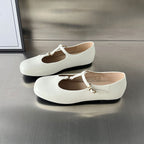 Damen Elegante Ballerinas mit doppeltem Riemen und modischem Glanzleder R&B