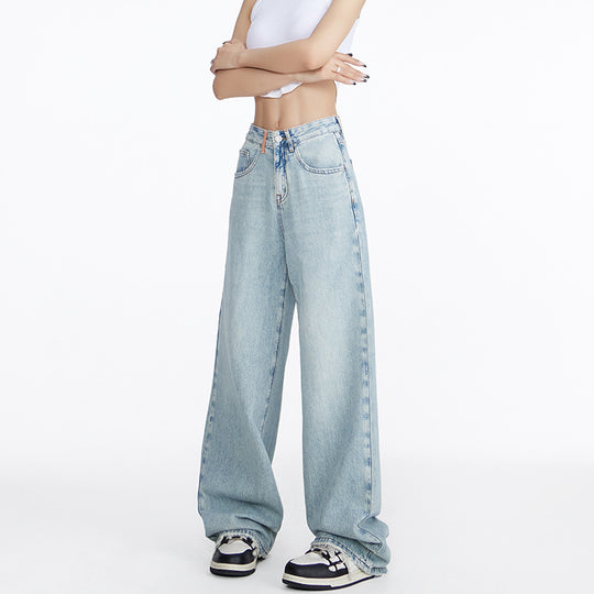 Damen weite Jeans im lässigen Stil mit hohem Bund und komfortablem Schnitt R&B
