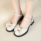 Damen elegante Lackschuhe mit bequemem Absatz und Schleife