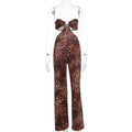 Damen Jumpsuit mit aufregendem Leopardendruck und raffiniertem Rückenausschnitt R&B