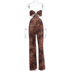 Damen Jumpsuit mit aufregendem Leopardendruck und raffiniertem Rückenausschnitt R&B