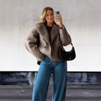 Damen Oversized Kunstlederjacke mit Schalengeschnitt R&B