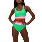 Damen Sportliches Bikini-Set mit komfortablem Crop-Top und hochgeschnittenem Höschen R&B