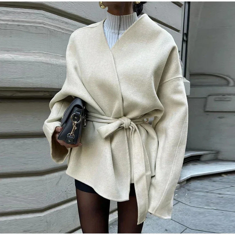 Damen Oversized Wickeljacke mit breiten Ärmeln R&B